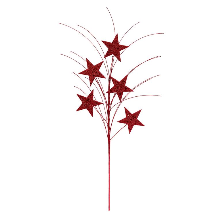 75cm Red Glitter Star Spray - Click Image to Close