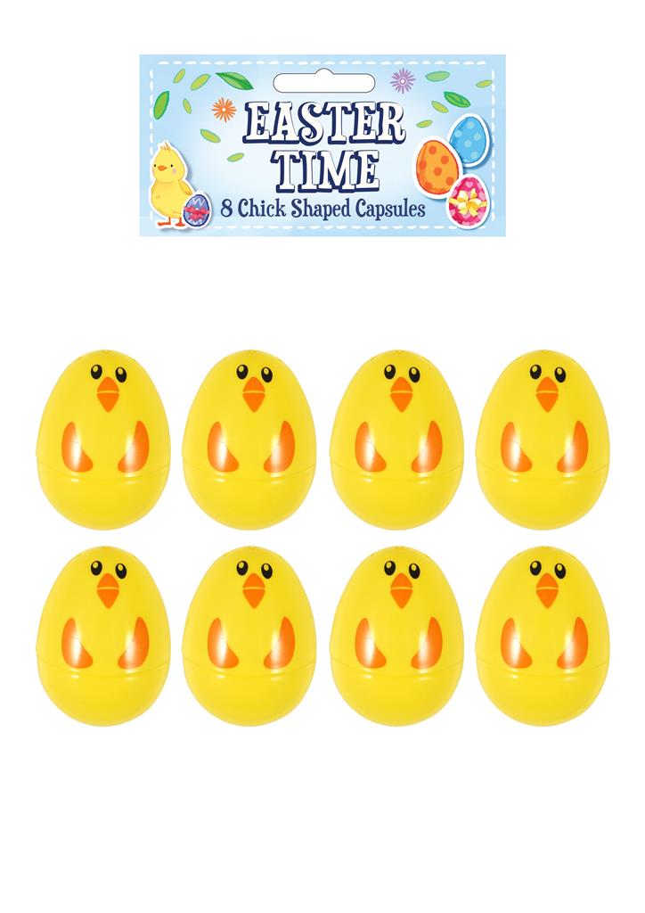 EASTER EGG SHAPED CHICK CAPSULES 6CM - Click Image to Close
