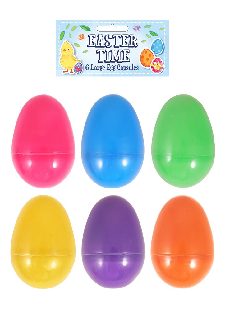 6 PACK EASTER EGG CAPSULES 8CM - Click Image to Close