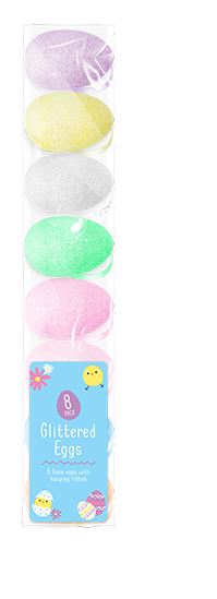 Easter Hanging Glitter Eggs 8 Pack - Click Image to Close