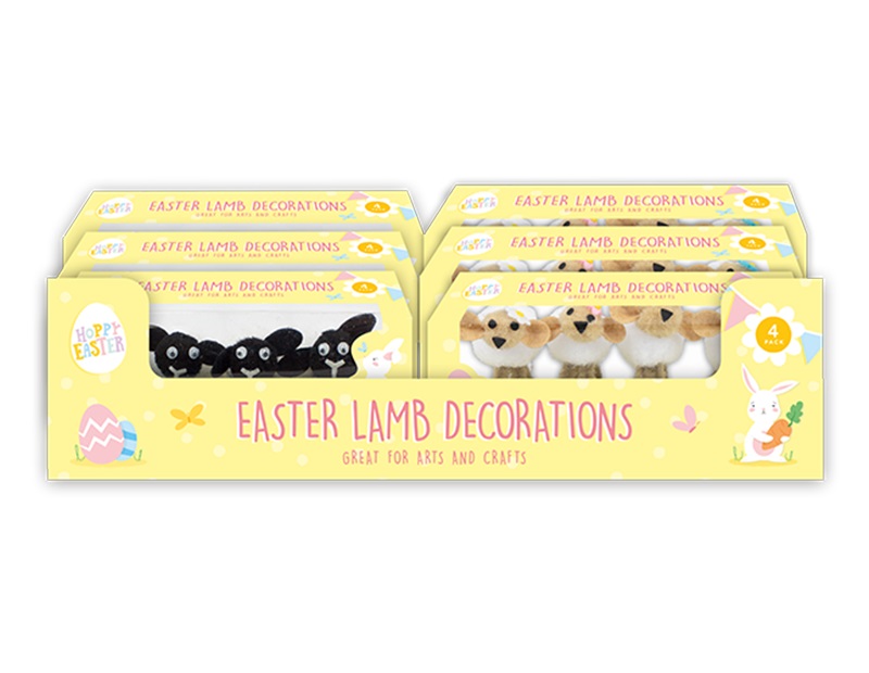 Easter Lamb Decorations - 4 Pack - Click Image to Close