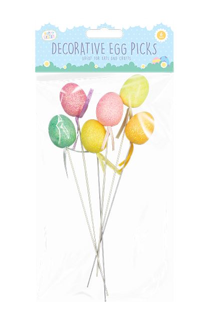 Mini Decorative Egg Picks 6pk - Click Image to Close