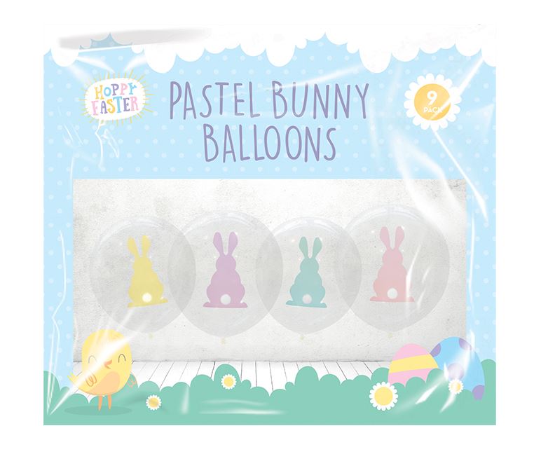 Pastel Bunny Balloons 9 Pack - Click Image to Close