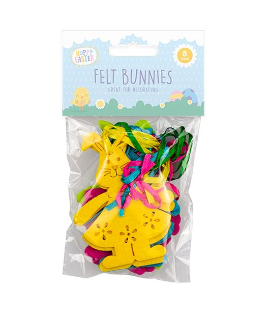 Easter Felt Hanging Bunnies 8pk - Click Image to Close