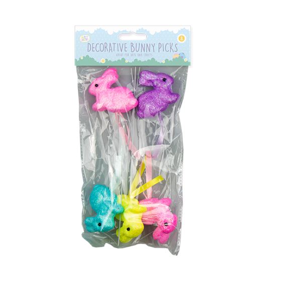 Mini Bunny Decorative Picks 5 Pack - Click Image to Close