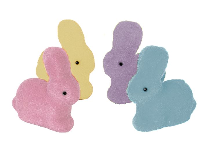 Mini Flocked Bunny Decorations 4pk - Click Image to Close