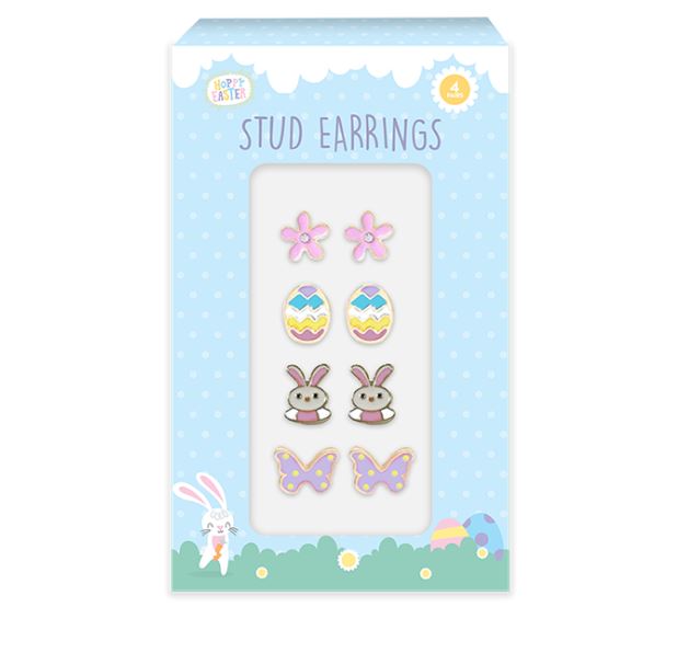 EASTER STUD EARRINGS 4 PAIRS - Click Image to Close