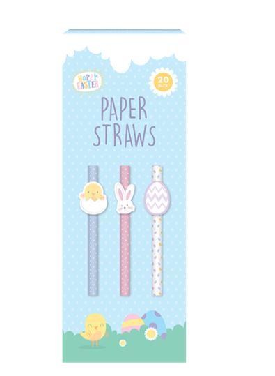EASTER PAPER STRAWS 20PK - Click Image to Close