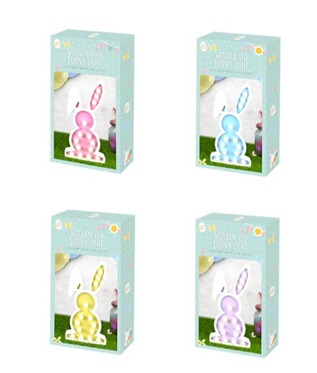 Easter Wooden LED Bunny Light ( Assorted Colours ) - Click Image to Close