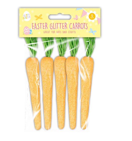 Easter Glitter Carrots 5 Pack - Click Image to Close
