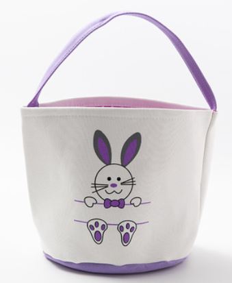 EASTER COTTON BUCKET WITH PURPLE BUNNY - Click Image to Close