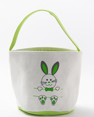 EASTER COTTON BUCKET WITH GREEN BUNNY - Click Image to Close