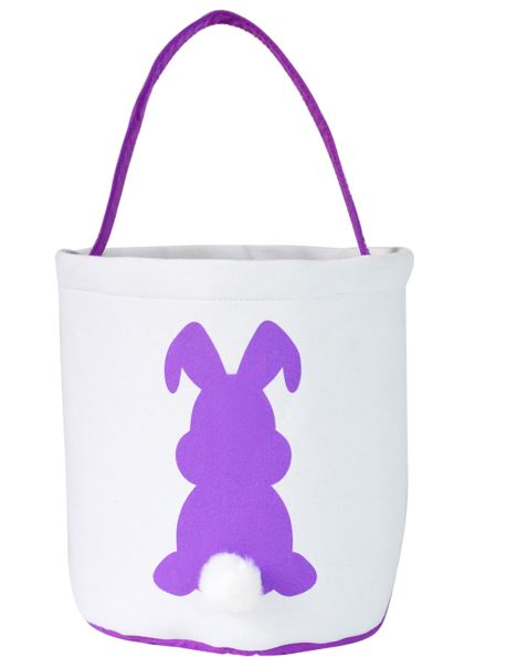 EASTER COTTON BUCKET WITH PURPLE BUNNY - Click Image to Close