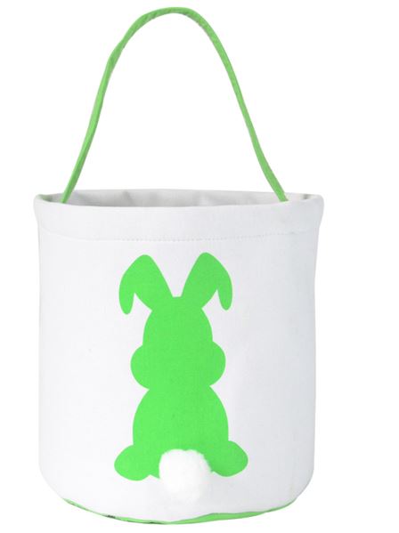 EASTER COTTON BUCKET WITH GREEN BUNNY - Click Image to Close