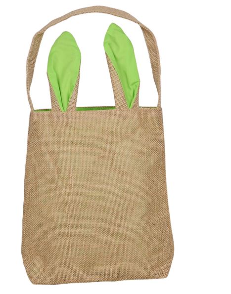EASTER JUTE BAG WITH GREEN EARS - Click Image to Close