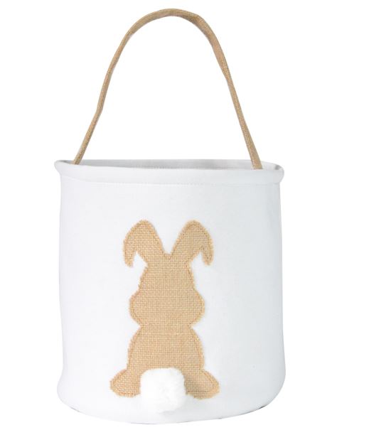 EASTER COTTON BUCKET WITH NATURAL BUNNY - Click Image to Close