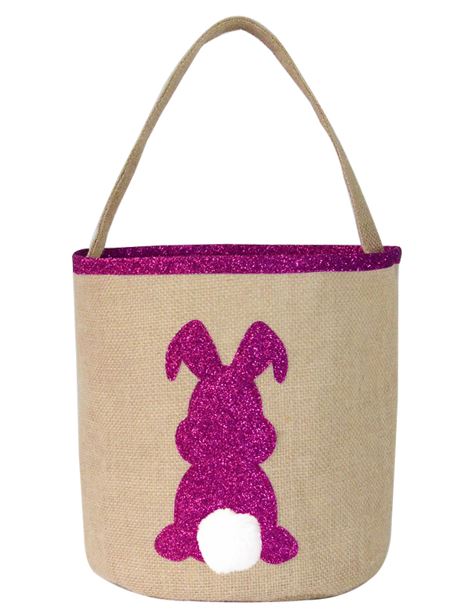EASTER JUTE BUCKET WITH PINK BUNNY - Click Image to Close