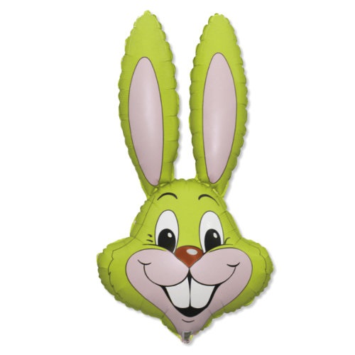35" Lime Green Bunny Rabbit Head Foil Balloon Packaged - Click Image to Close