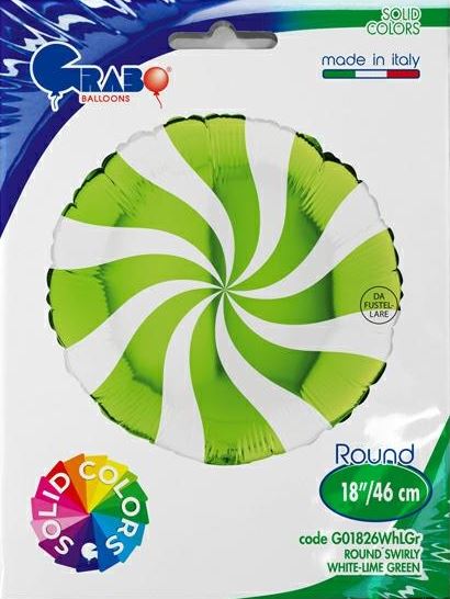 Round 18" Swirly White-Lime Green Balloons - Click Image to Close