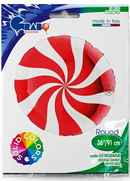 Round 36" Swirly White-Red Balloons - Click Image to Close
