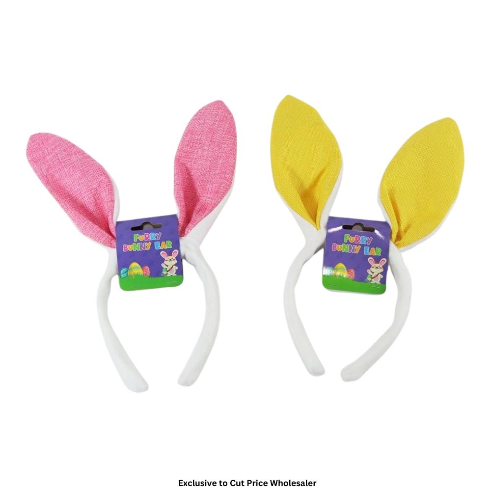Pink / Yellow Easter Bunny Headband - Click Image to Close