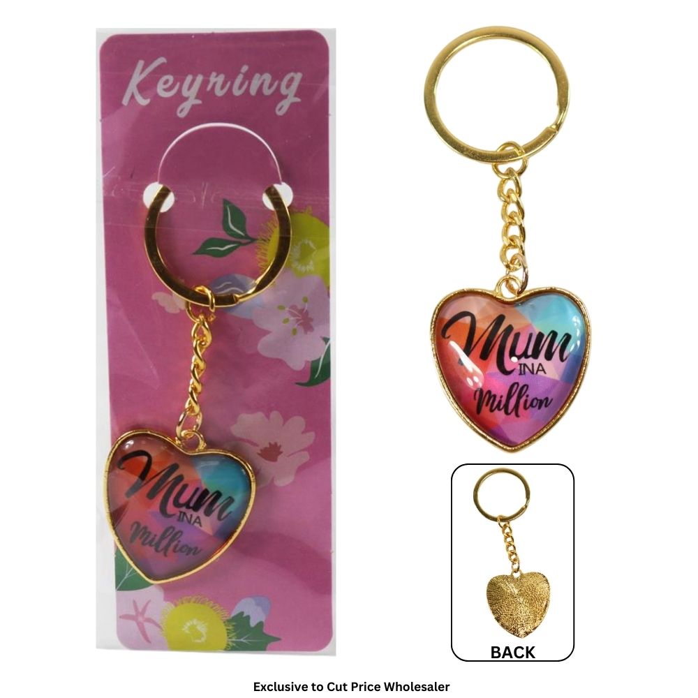Mum In A Million Heart Keyring - Click Image to Close