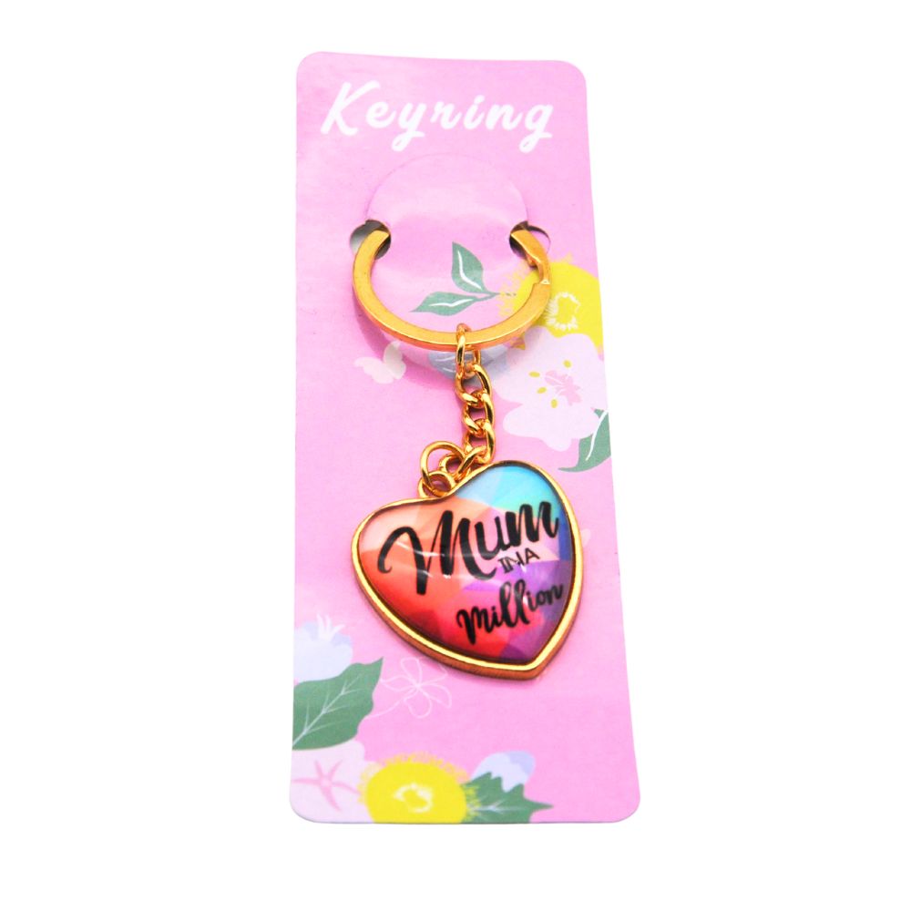 Mum In A Million Heart Keyring - Click Image to Close