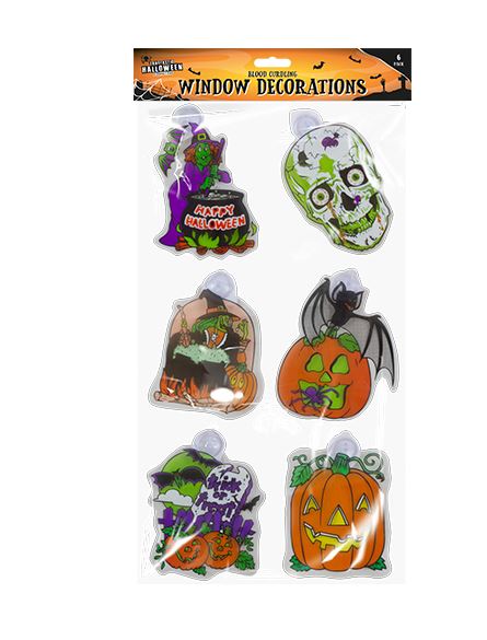 Halloween Window Decorations - 6 Pack - Click Image to Close