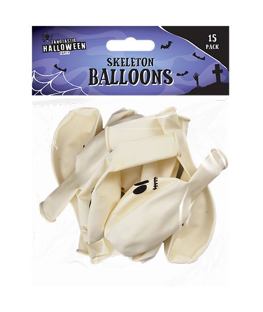 Skeleton Balloons 15 Pack - Click Image to Close