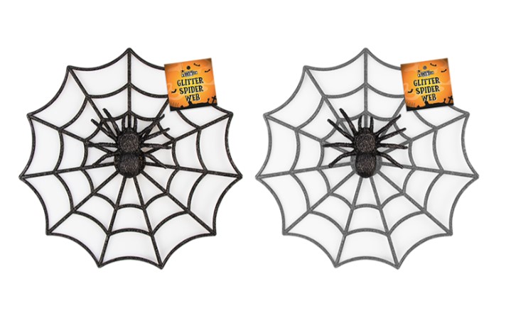 Glitter Spider Web Decoration - Click Image to Close