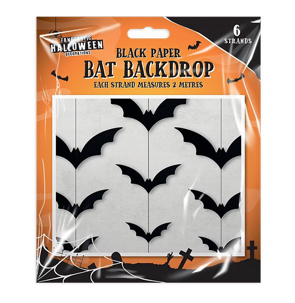Black Paper Bat Backdrop 2m - Click Image to Close