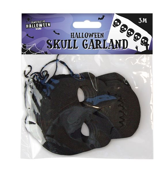 HALLOWEEN SKULL GARLAND 3M - Click Image to Close