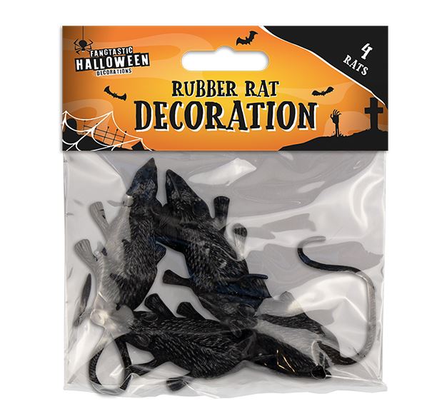 RUBBER RAT DECORATIONS 4PK - Click Image to Close