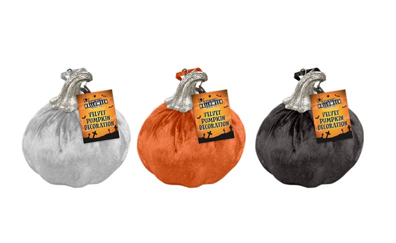 Velvet Pumpkin Decoration 8.5cm - Click Image to Close