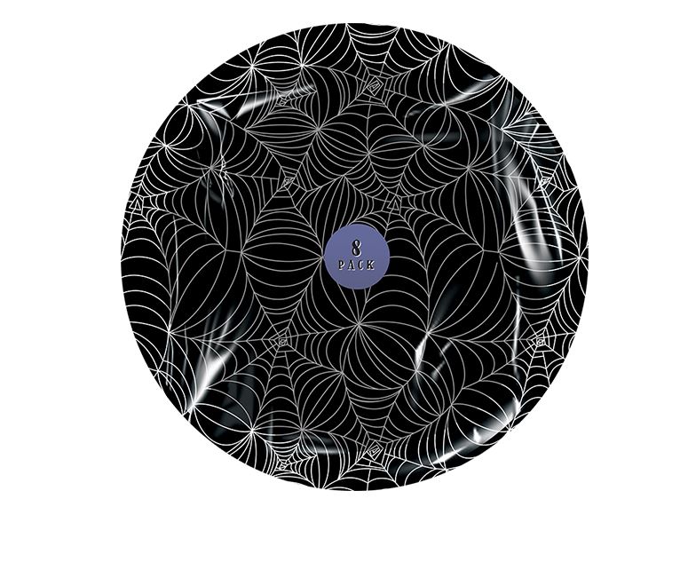 HALLOWEEN PAPER PLATES 22.5CM 8PK - ADULTS - Click Image to Close