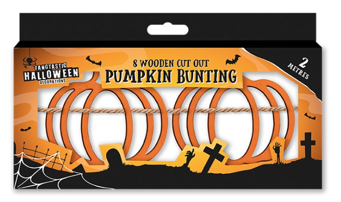 Halloween Wooden Cut Out Pumpkin Bunting - Click Image to Close