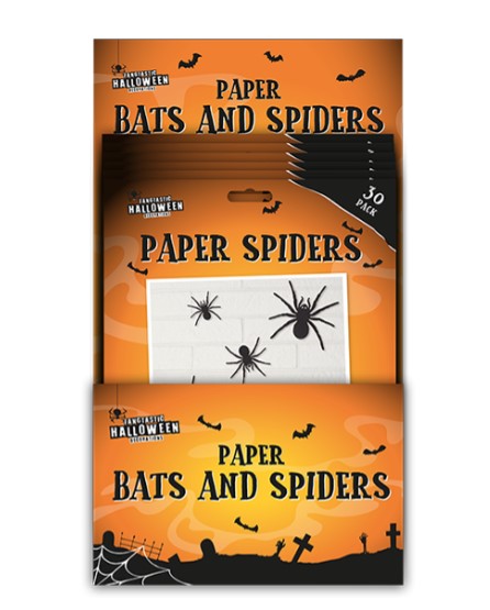 Halloween Paper Bats & Spiders 30pk - Click Image to Close