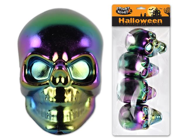 4pk Halloween Electroplated Skull Tabletop decoration - Click Image to Close