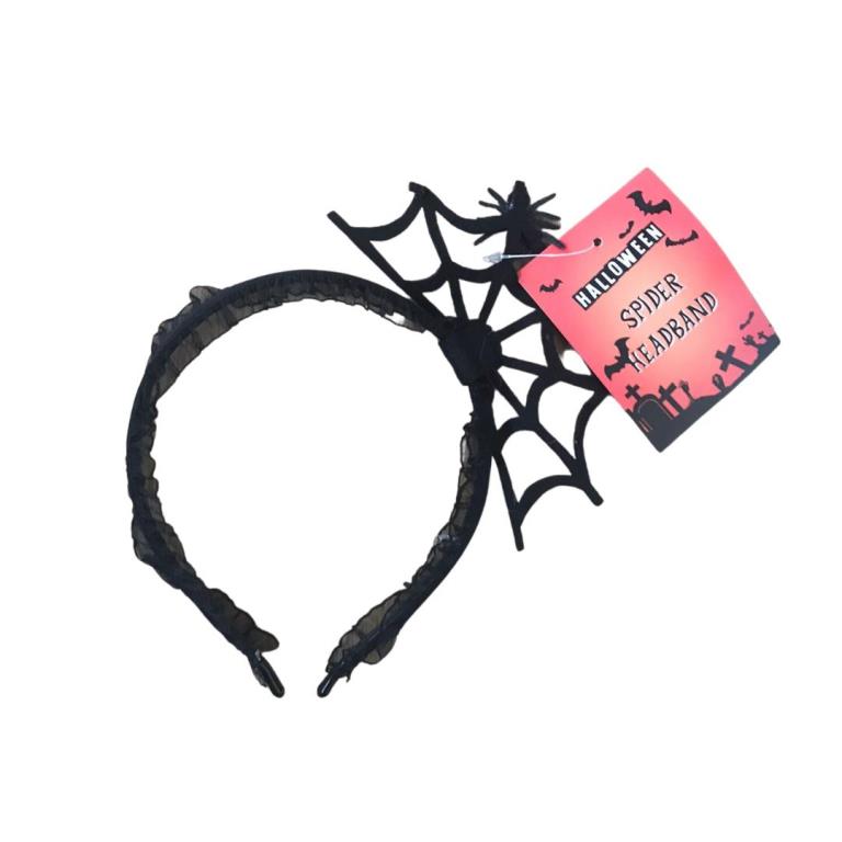 Halloween Headband Spider Web & Spider - Click Image to Close