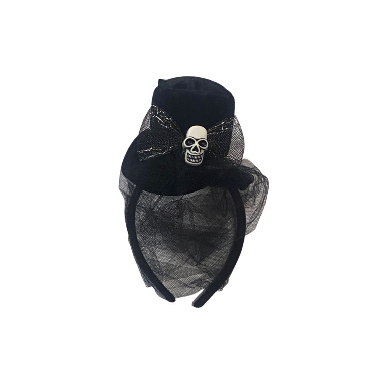 Halloween Top Hat & Veil Headband - Click Image to Close
