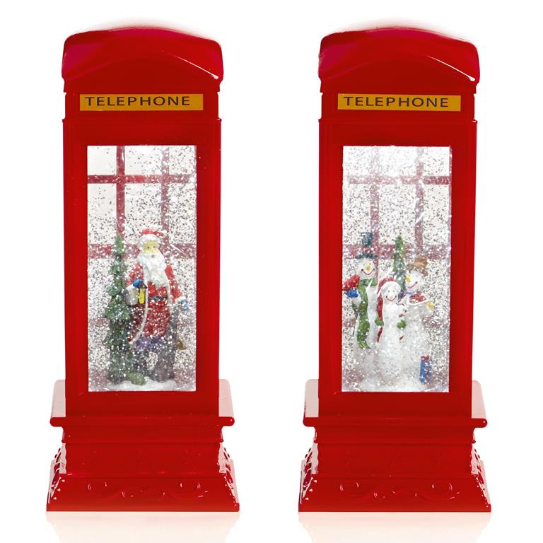 26.5cm Light Up Telephone Box Water Spinner - Click Image to Close