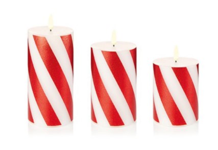 Christmas Set-3 Red Wax Candle W-Spiral - Click Image to Close