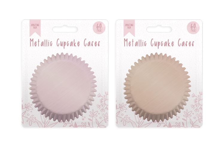 Mothers Day Metallic Cupcake Cases 60 Pack - Click Image to Close