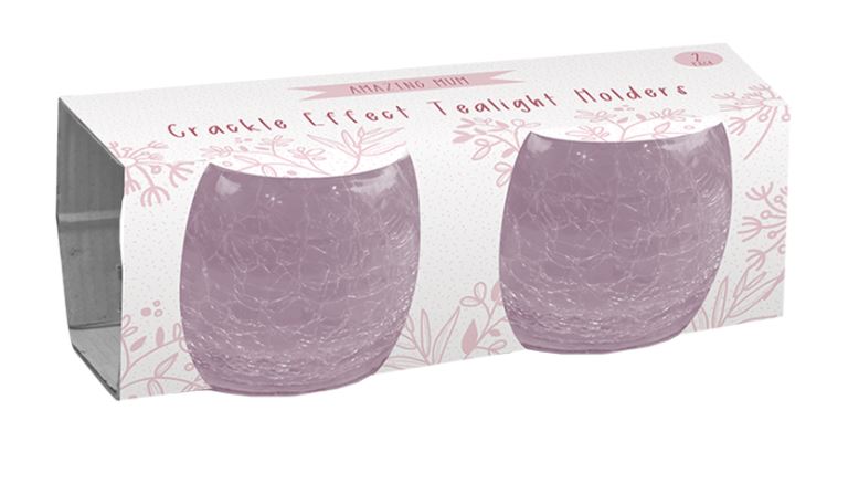 Mothers Day Crackle Effect Tea Light Holders 2 Pack - Click Image to Close