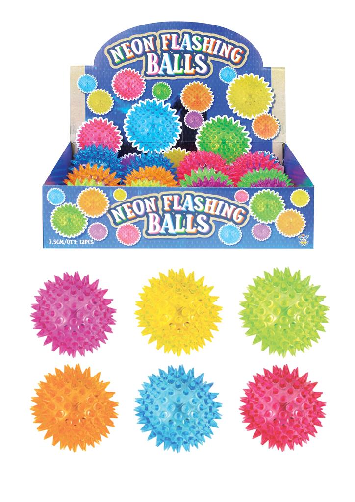 7.5cm Neon Flashing Spiky Balls - Click Image to Close