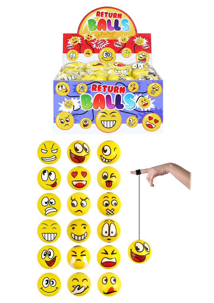 Emoji Face Return Ball 6cm - Click Image to Close