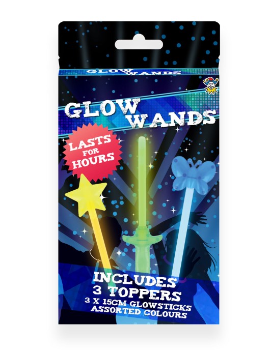 Magic Glow Wand (15cm) 3 Assorted Colours and Designs - Click Image to Close