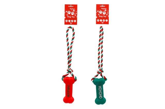 Christmas Bone With Rope Pet Tug Toy - Click Image to Close