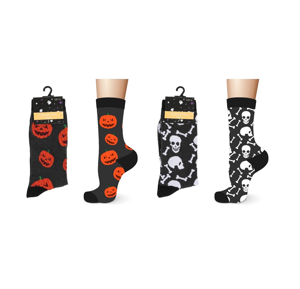 Mens Cotton Halloween Design Socks - Click Image to Close