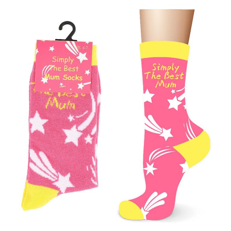 Ladies Cotton Simply The Best Mum Design Socks - Click Image to Close